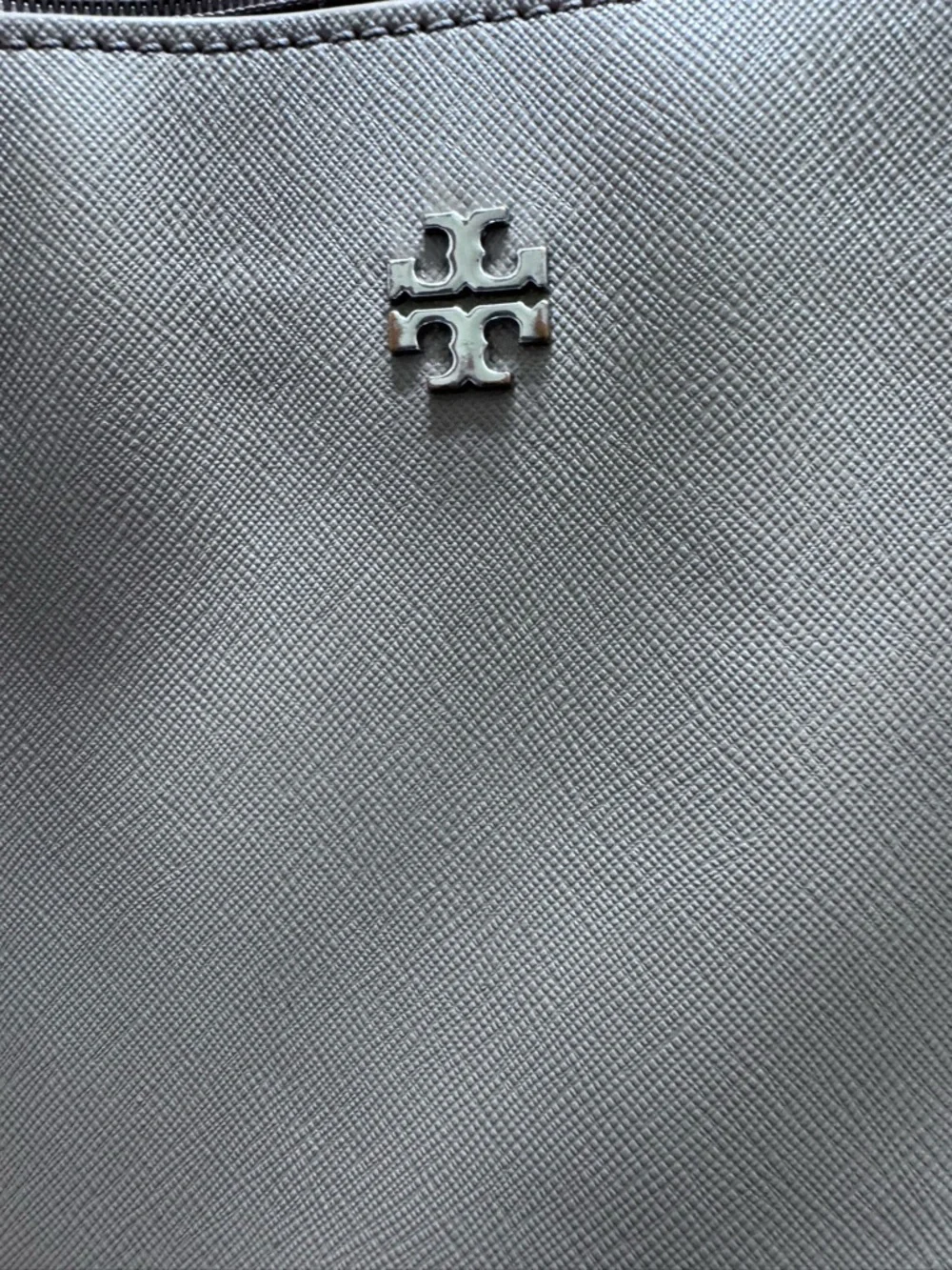 Tory Burch Taupe Saffiano Leather Double-Handle Tote